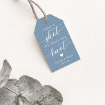 Take a Shot, We Tied the Knot Wedding Favor Gift Tags<br><div class="desc">Get the party started with these cute favor tags designed to attach to shot glasses or mini liquor bottles. Design features "take a shot, we tied the knot" in white classic serif and calligraphy script lettering on a dusty blue background with a small heart. Personalize with your names and wedding...</div>
