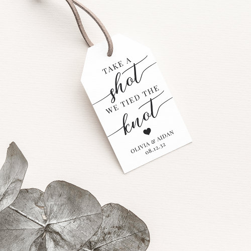 Take a Shot We Tied the Knot Wedding Favor Gift Tags