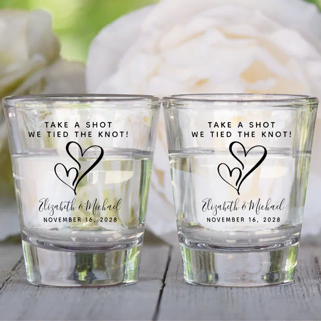 Take A Shot We Tied The Knot Wedding Favor Shot Glass