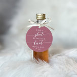 Take a Shot, We Tied the Knot Wedding Favor Tags<br><div class="desc">Get the party started with these cute favor tags designed to attach to shot glasses or mini liquor bottles. Design features "take a shot, we tied the knot" in classic serif and calligraphy script lettering on a dusty mauve pink background. Personalize with your initials and wedding date beneath. Perfect for...</div>