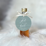 Take a Shot, We Tied the Knot Wedding Favor Tags<br><div class="desc">Get the party started with these cute favor tags designed to attach to shot glasses or mini liquor bottles. Design features "take a shot, we tied the knot" in classic serif and calligraphy script lettering on a dusty sage green background. Personalize with your initials and wedding date beneath. Perfect for...</div>