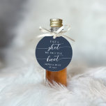 Take a Shot, We Tied the Knot Wedding Favor Tags<br><div class="desc">Get the party started with these cute favor tags designed to attach to shot glasses or mini liquor bottles. Design features "take a shot, we tied the knot" in classic serif and calligraphy script lettering on a rich navy blue background. Personalize with your initials and wedding date beneath. Perfect for...</div>