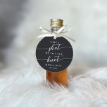 Take a Shot, We Tied the Knot Wedding Favor Tags<br><div class="desc">Get the party started with these cute favor tags designed to attach to shot glasses or mini liquor bottles. Design features "take a shot, we tied the knot" in classic serif and calligraphy script lettering on a rich ash black background. Personalize with your initials and wedding date beneath. Perfect for...</div>