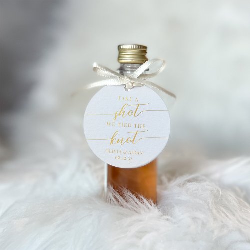 Take a Shot We Tied the Knot Wedding Foil Favor Tags