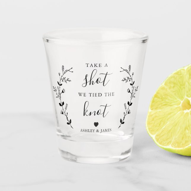 Take a Shot We Tied the Knot Wedding Liquor Glass (Front)