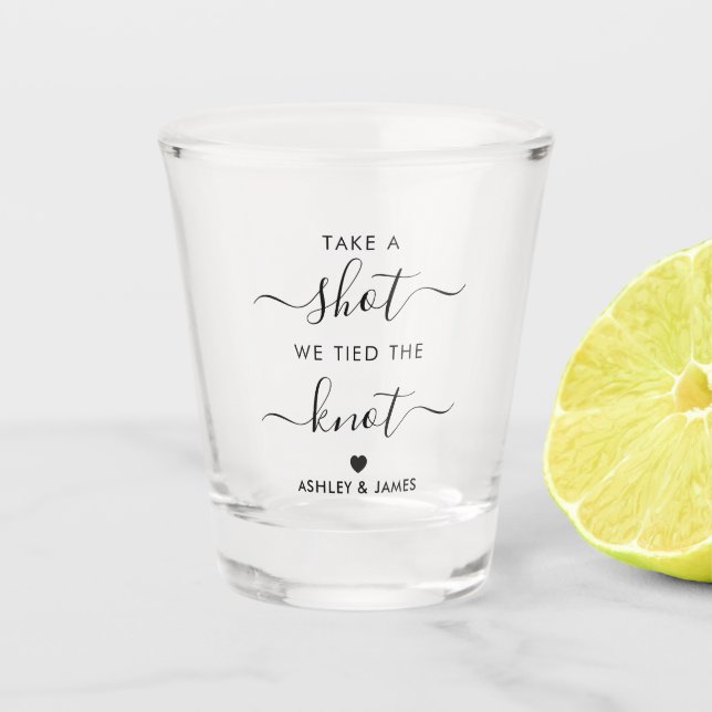 Take a Shot We Tied the Knot Wedding Liquor Glass (Front)