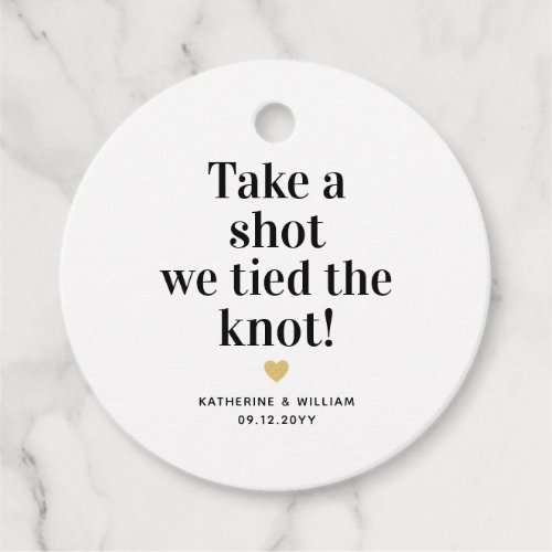 Take a shot we tied the knot wedding shot glass favor tags