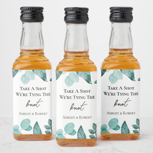 Take a Shot Were Tying the Knot Wedding Teal Liquor Bottle Label