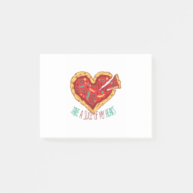 Take a Slice of my Pizza Heart Post-it Notes (Front)