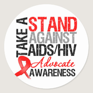 Take a Stand Against AIDS HIV Classic Round Sticker