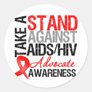 Take a Stand Against AIDS HIV Classic Round Sticker