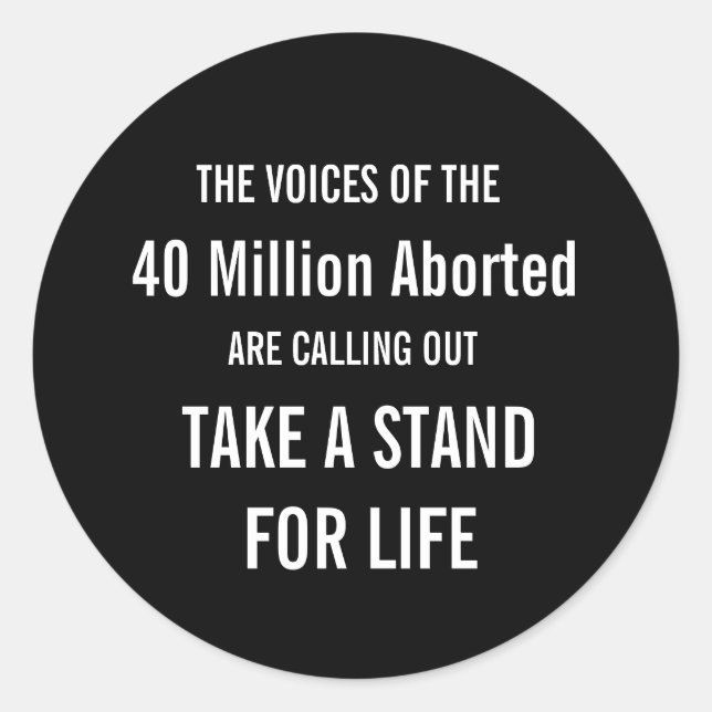 "Take a stand for Life" Sticker Sheet (Front)