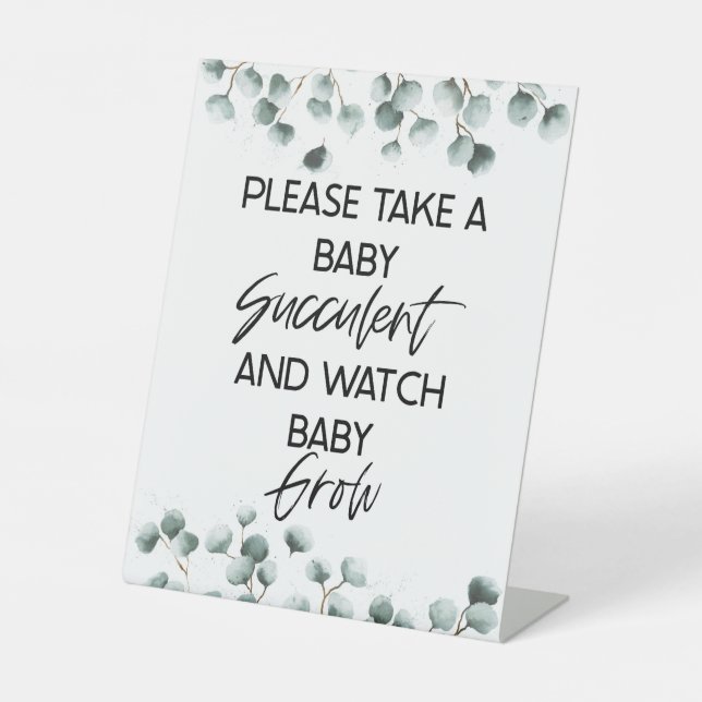 Take A Succulent Baby Shower Favor Sign (Front)