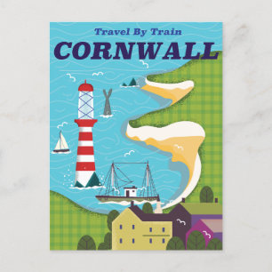 Take a train to Cornwall Invitation Postcard