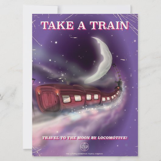 Take a train to the moon cartoon poster (Front)