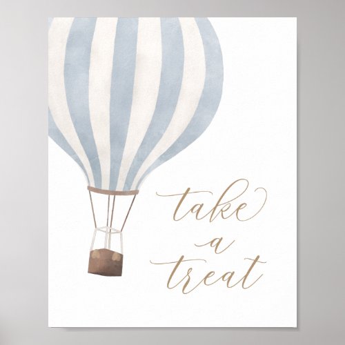 Take a Treat Blue Hot Air Balloon Baby Shower Sign