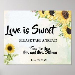 Take a Treat Bridal Shower Wedding Sunflowers Sign