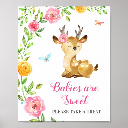 Take a Treat Deer Pink Girl Baby Shower Sprinkle Poster
