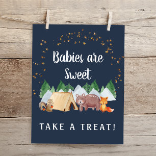 Take A Treat Night Woodland Animals Baby Shower Poster