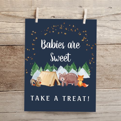 Take A Treat Night Woodland Animals Baby Shower Poster