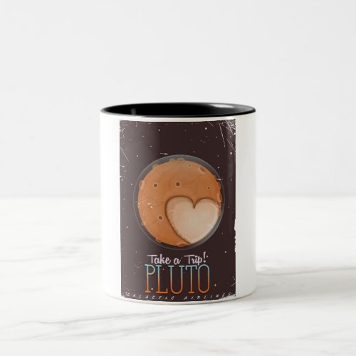 Take a trip Pluto travel poster Two_Tone Coffee Mug
