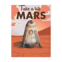 Take a Trip to Mars vintage travel poster.