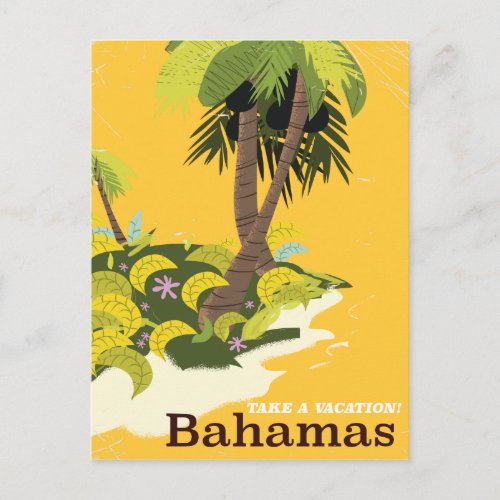 Take a Vacation Bahamas vintage travel poster Postcard
