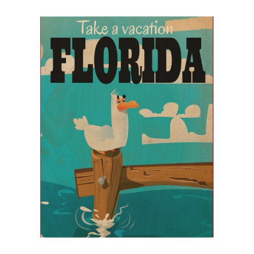 Take a vacation _ Florida vintage travel poster Wood Wall Art