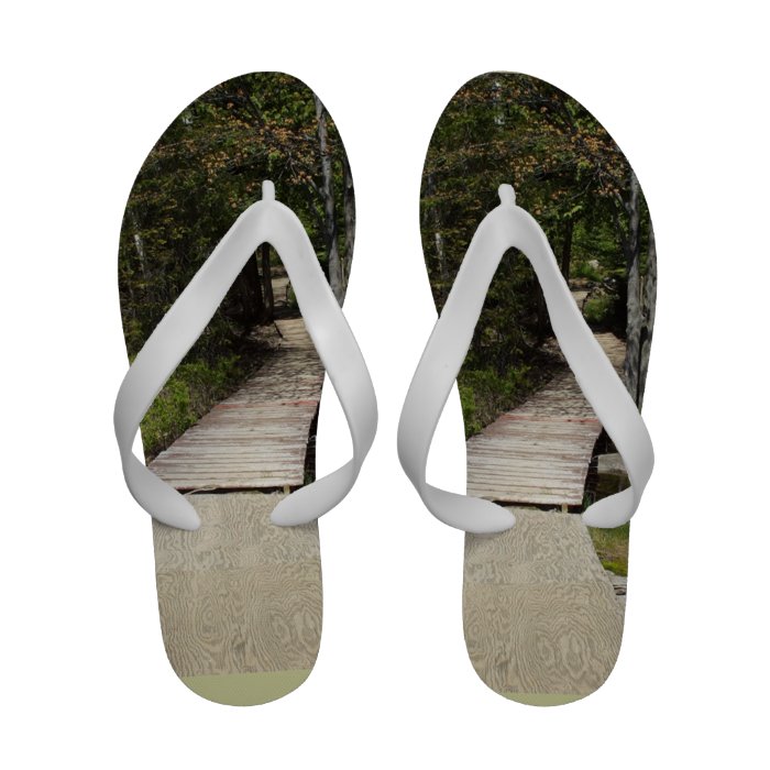 Take a Walk on a Wooden Path Flip Flops