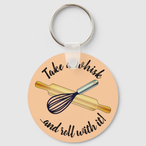 Take a whisk whisk and rolling pin bakers crest Keychain
