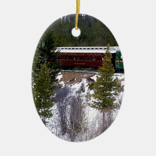 Take A Winter Ride On The Georgetown Loop Railroad Ceramic Ornament