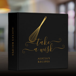 Take A Wisk Whisk Black And Gold Recipe 3 Ring Binder