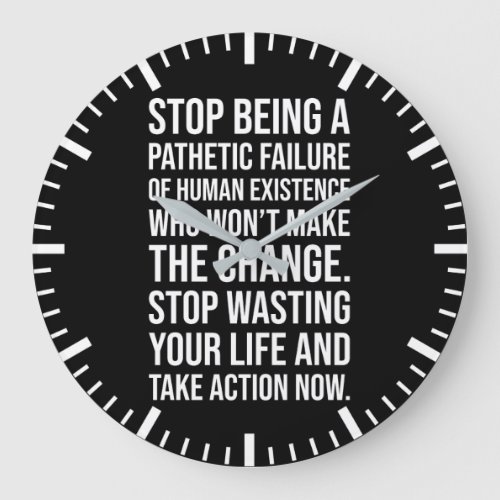 Take Action Now _ Gym Hustle Success Motivation Large Clock