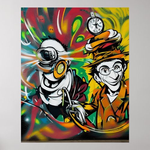 Take Action with Cute and Cool Graffiti Street Art Poster