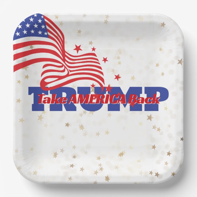 TAKE AMERICA BACK Trump Slogan Paper Plates (Front)
