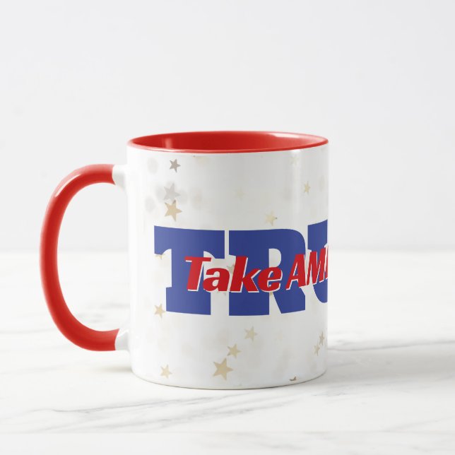 TAKE AMERICA BACK Trump Text On Stars Mug (Left)