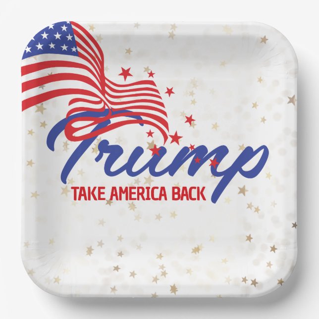 TAKE AMERICA BACK Trump Text Paper Plates (Front)