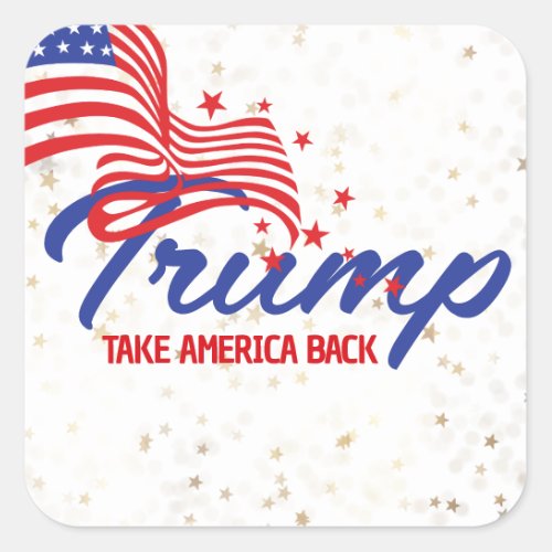 TAKE AMERICA BACK Trump Text Square Sticker