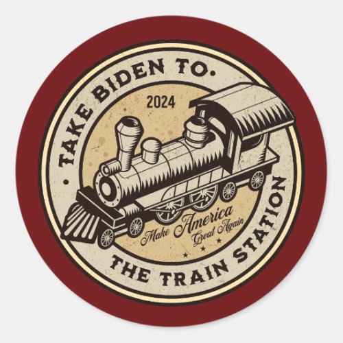 Take Biden to the Train Station Funny Conservative Classic Round Sticker