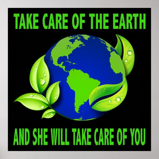 TAKE CARE OF THE EARTH POSTER | Zazzle.com