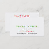 Take Care Of Your Body Nutritionist Card (Front/Back)