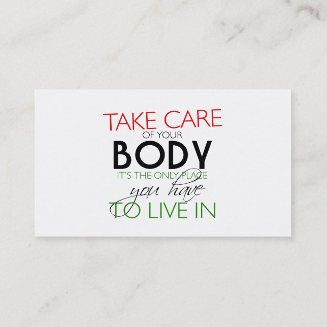 Take Care Of Your Body Nutritionist Card (Back)