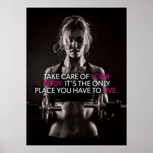 Take Care Of Your Body Womens Workout Motivation Poster