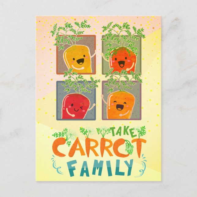 Take Carrot Family | Motivational Quote Pun Postcard (Front)