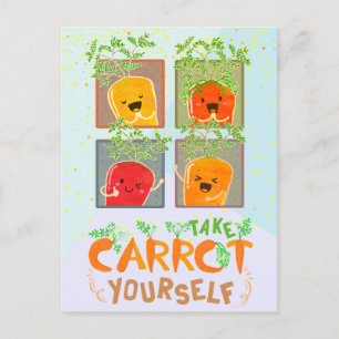 Take Carrot Yourself Motivational Quote Pun Postcard