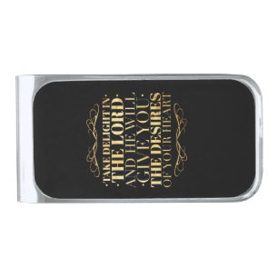 Take Delight in the Lord - Bible Quote Silver Finish Money Clip