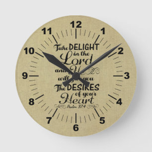 Take Delight in the Lord Psalm 37 4 Bible Verse Round Clock