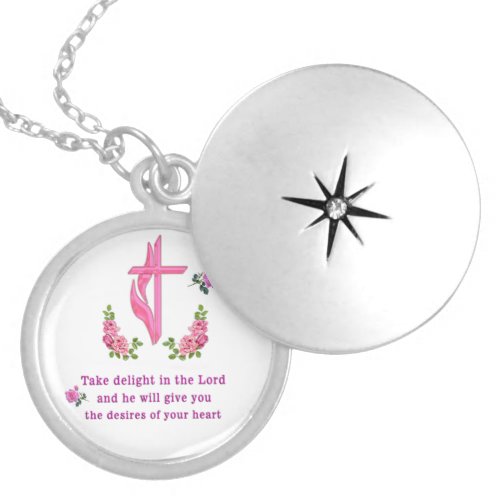 Take delight in the Lord Psalms 374 Locket Necklace