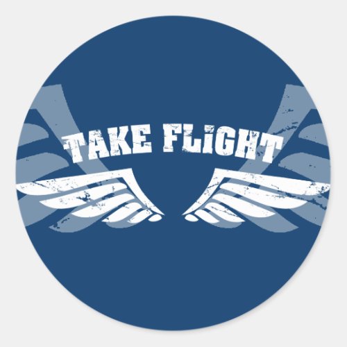Take Flight Aviation Wings Classic Round Sticker