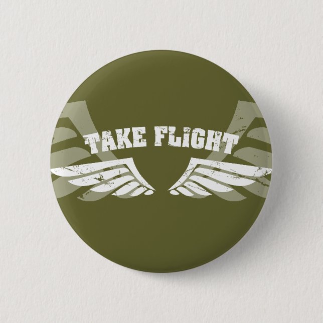 Take Flight Aviation Wings Pinback Button (Front)